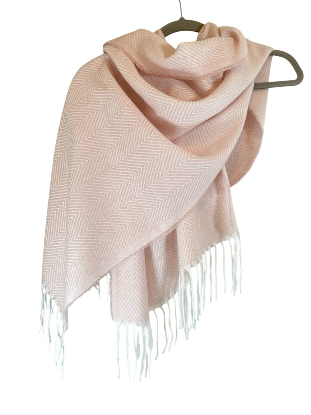 VINCE CAMUTO Blush Pink & Ivory Herringbone Scarf/Shawl/Wrap - Picture 2 of 10